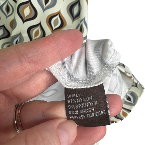 J. McLaughlin Catalina Cloth Retro Mod Knee Length Dress Brown Cream V-Neck Med - Picture 6 of 15